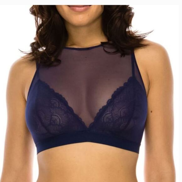 NWT Very Sexy Youmita Floral Lace BLue Mesh Overlay Bralette Fits S/M - Picture 1 of 7